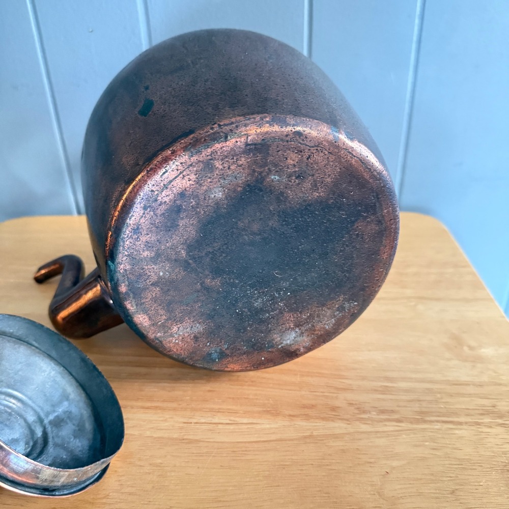 Vintage Hand Hammered Copper Tea Kettle Brass Handle Rustic Farmhouse Decor - Picture 3 of 13